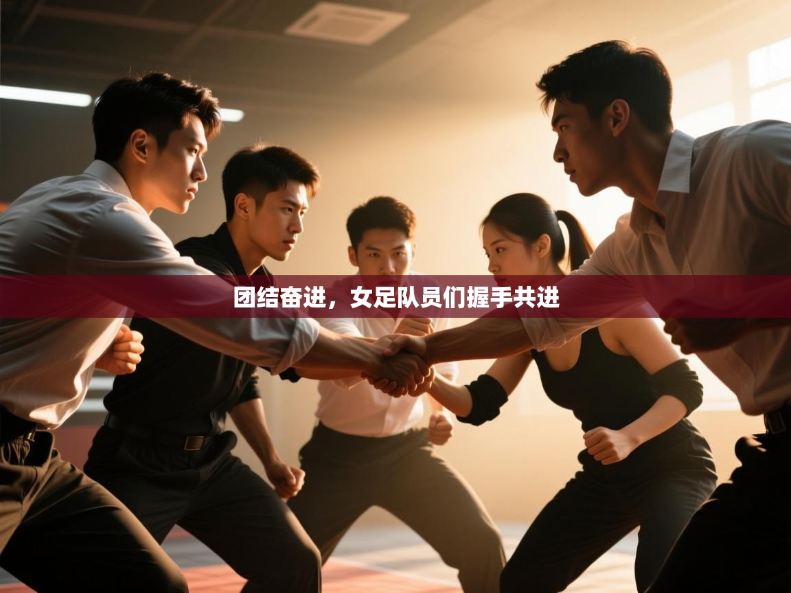 团结奋进,女足队员们握手共进 第1张